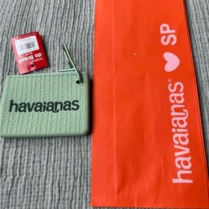 Havaianas Mint Green Silicone Wallet / Card Holder with Carabiner